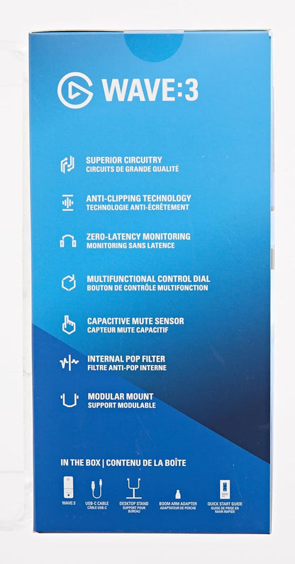 Wave:3 Premium USB Condenser Microphone for Studio-Quality Streaming, Podcasting, Gaming & Home Office - Includes Free Mixer Software & Sound Effects, Easy Plug 'N Play for Mac & PC