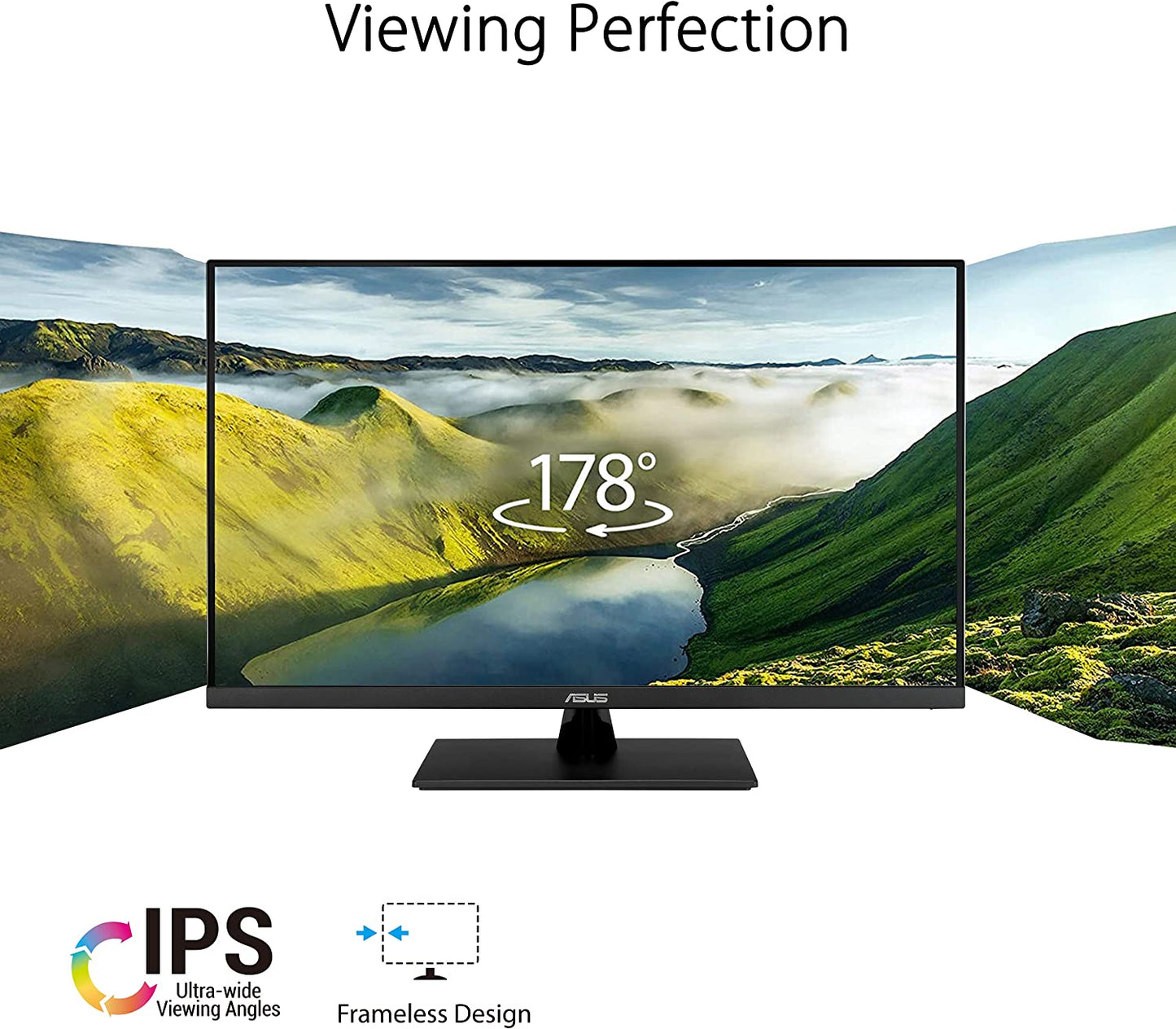 31.5-Inch WQHD Monitor - Stunning 2560 x 1440 IPS Display, HDR10, 100% sRGB, Adaptive Sync, Eye Care Features, Slim Frameless Design, Integrated Speakers, Adjustable Tilt, HDMI & DisplayPort Inputs