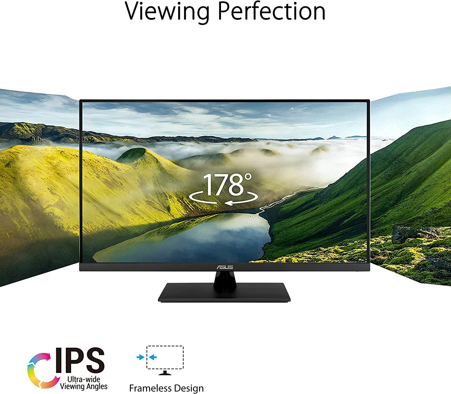 31.5-Inch WQHD Monitor - Stunning 2560 x 1440 IPS Display, HDR10, 100% sRGB, Adaptive Sync, Eye Care Features, Slim Frameless Design, Integrated Speakers, Adjustable Tilt, HDMI & DisplayPort Inputs