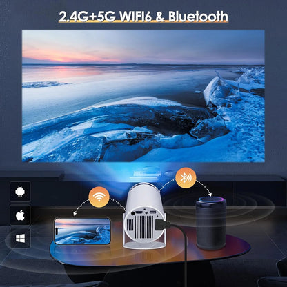Compact 4K Outdoor Projector with WiFi and Bluetooth Connectivity