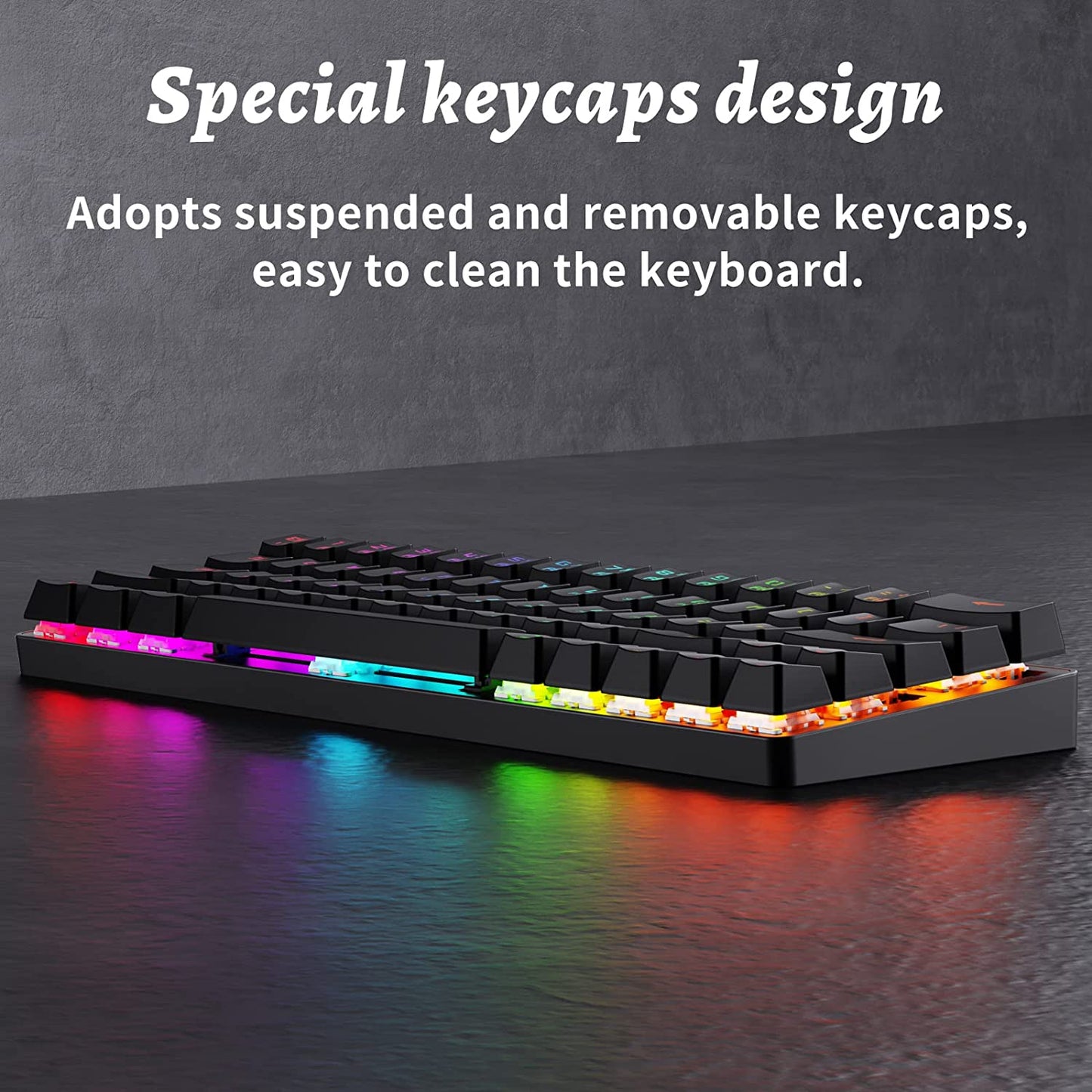 DK63 Wireless 60% RGB Mechanical Gaming Keyboard - Compact Design, Bluetooth Connectivity, Fully Programmable Red Switches