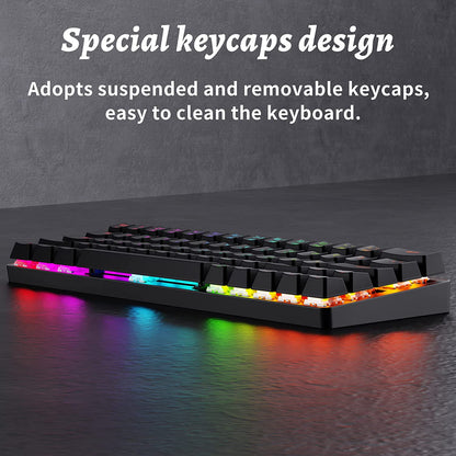 DK63 Wireless 60% RGB Mechanical Gaming Keyboard - Compact Design, Bluetooth Connectivity, Fully Programmable Red Switches