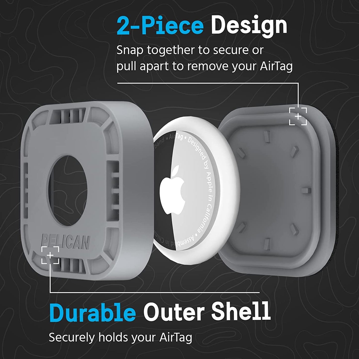 Apple AirTag Holder - 1-Pack Rugged Shockproof Case with 3M Adhesive Sticker for Travel, Luggage, Bike, Car, and Remote - Grey