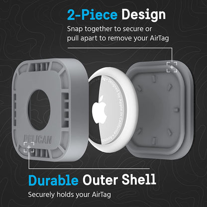 Apple AirTag Holder - 1-Pack Rugged Shockproof Case with 3M Adhesive Sticker for Travel, Luggage, Bike, Car, and Remote - Grey