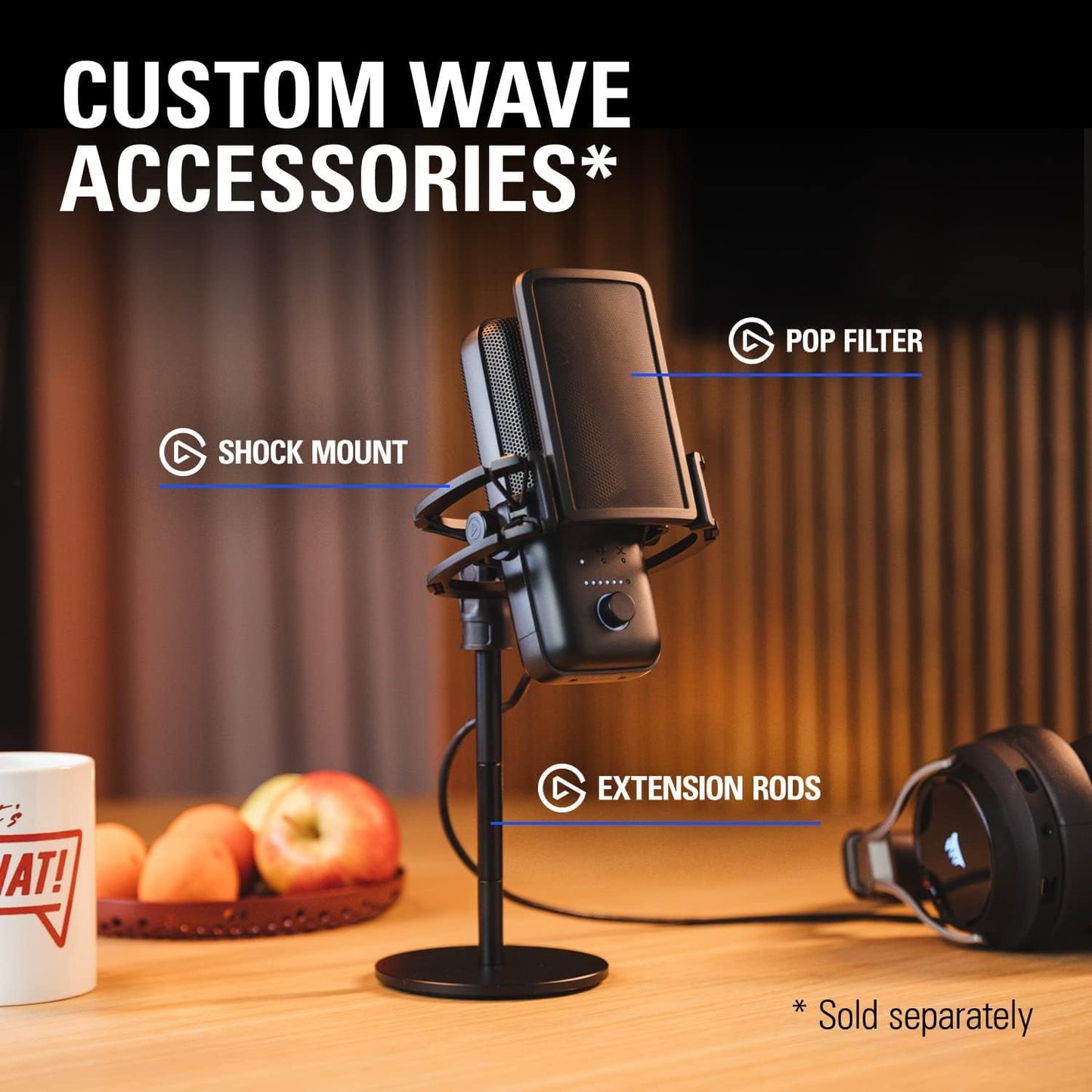 Wave:3 Premium USB Condenser Microphone for Studio-Quality Streaming, Podcasting, Gaming & Home Office - Includes Free Mixer Software & Sound Effects, Easy Plug 'N Play for Mac & PC