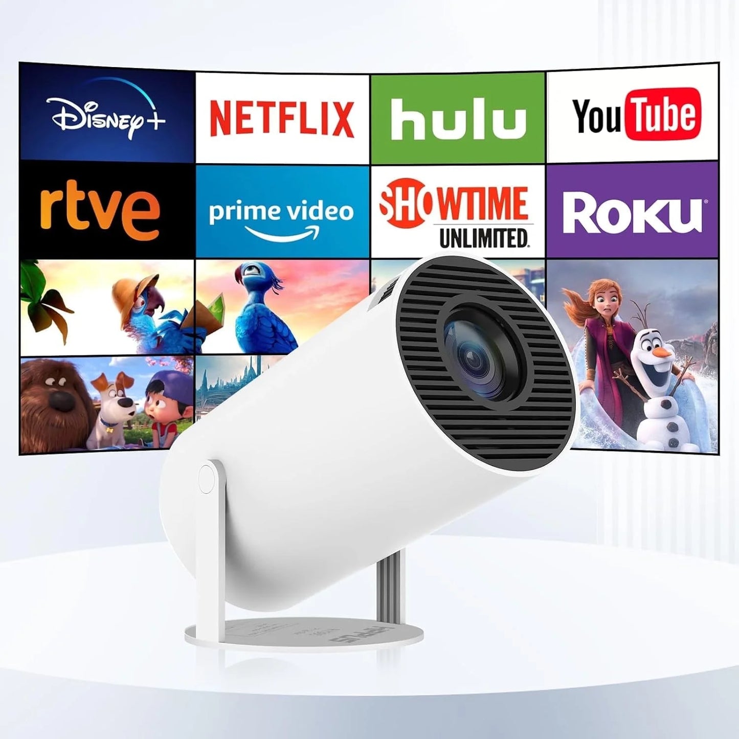 Compact 4K Outdoor Projector with WiFi and Bluetooth Connectivity