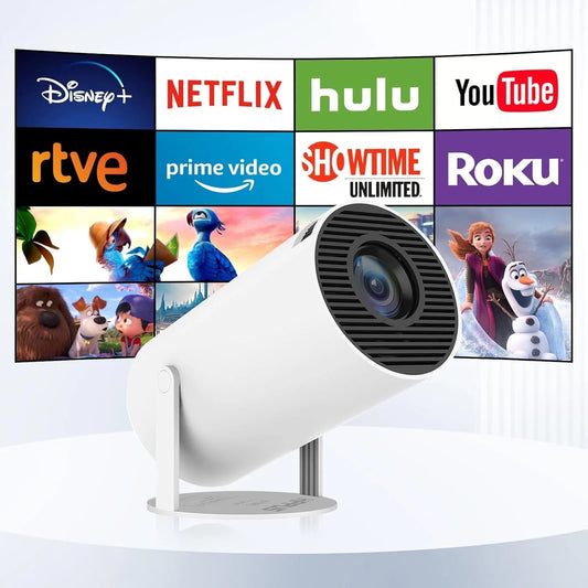 Compact 4K Outdoor Projector with WiFi and Bluetooth Connectivity