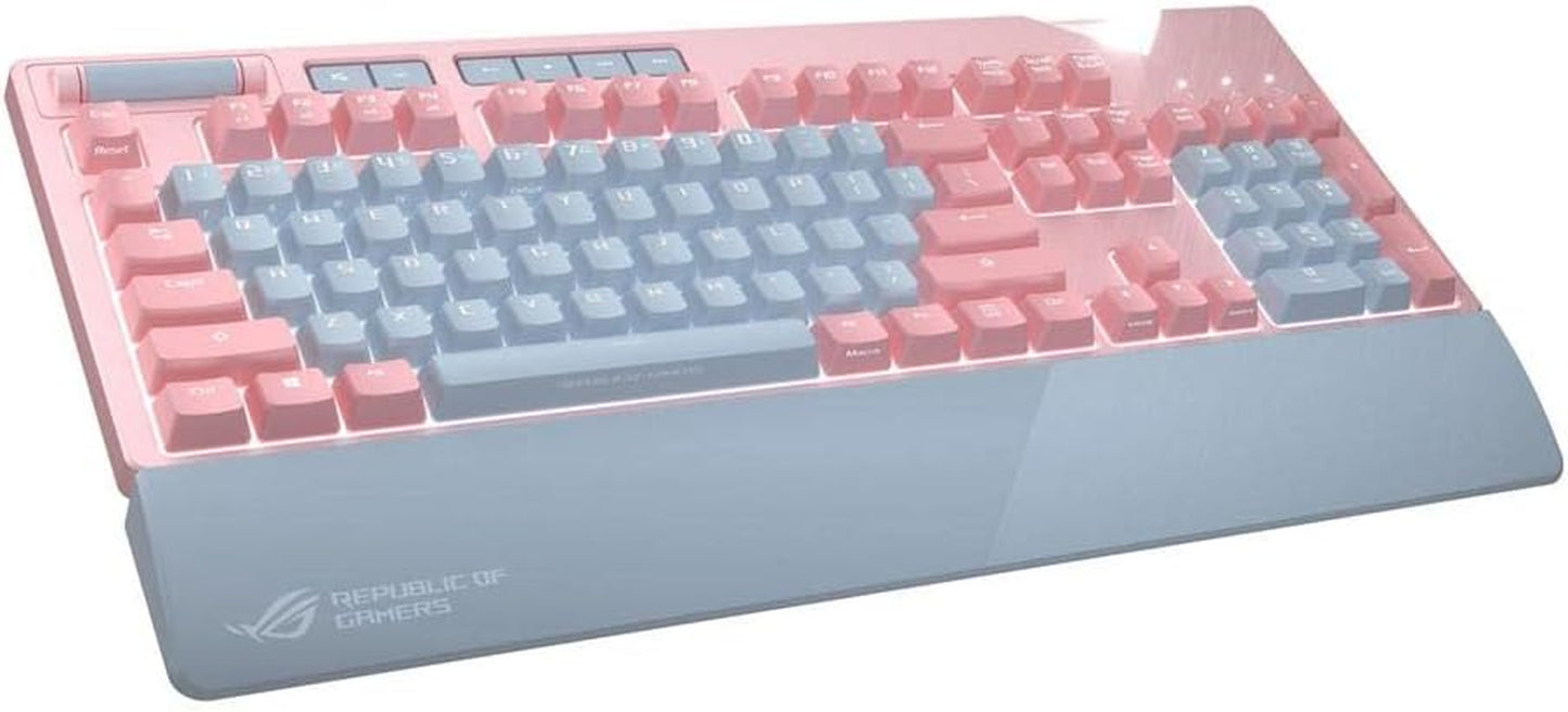 ROG Strix Flare PNK Limited Edition Mechanical Gaming Keyboard - Cherry MX Red, Aura Sync RGB, Customizable Badge, USB Pass-Through & Media Controls