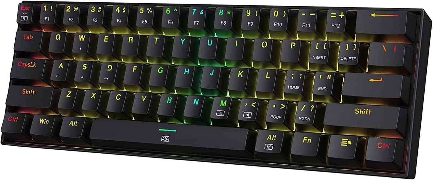 K630 Dragonborn 60% Compact Mechanical Gaming Keyboard with RGB Lighting, 61 Keys, Tactile Brown Switches, and Professional Driver Support - Black