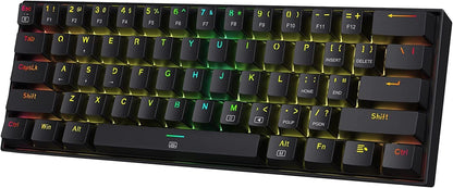 K630 Dragonborn 60% Compact Mechanical Gaming Keyboard with RGB Lighting, 61 Keys, Tactile Brown Switches, and Professional Driver Support - Black