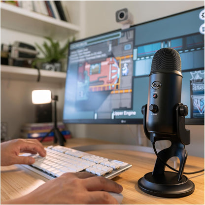 Yeti USB Microphone Bundle in Blackout with Knox Gear Headphones and Pop Filter (3-Piece Set)