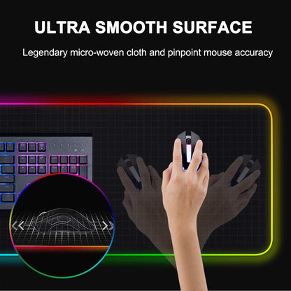 Oversized RGB Gaming Mouse Pad with 14 Lighting Modes, Anti-Slip Rubber Base, and Waterproof Surface - Extra Large 31.5 x 11.8 Inches