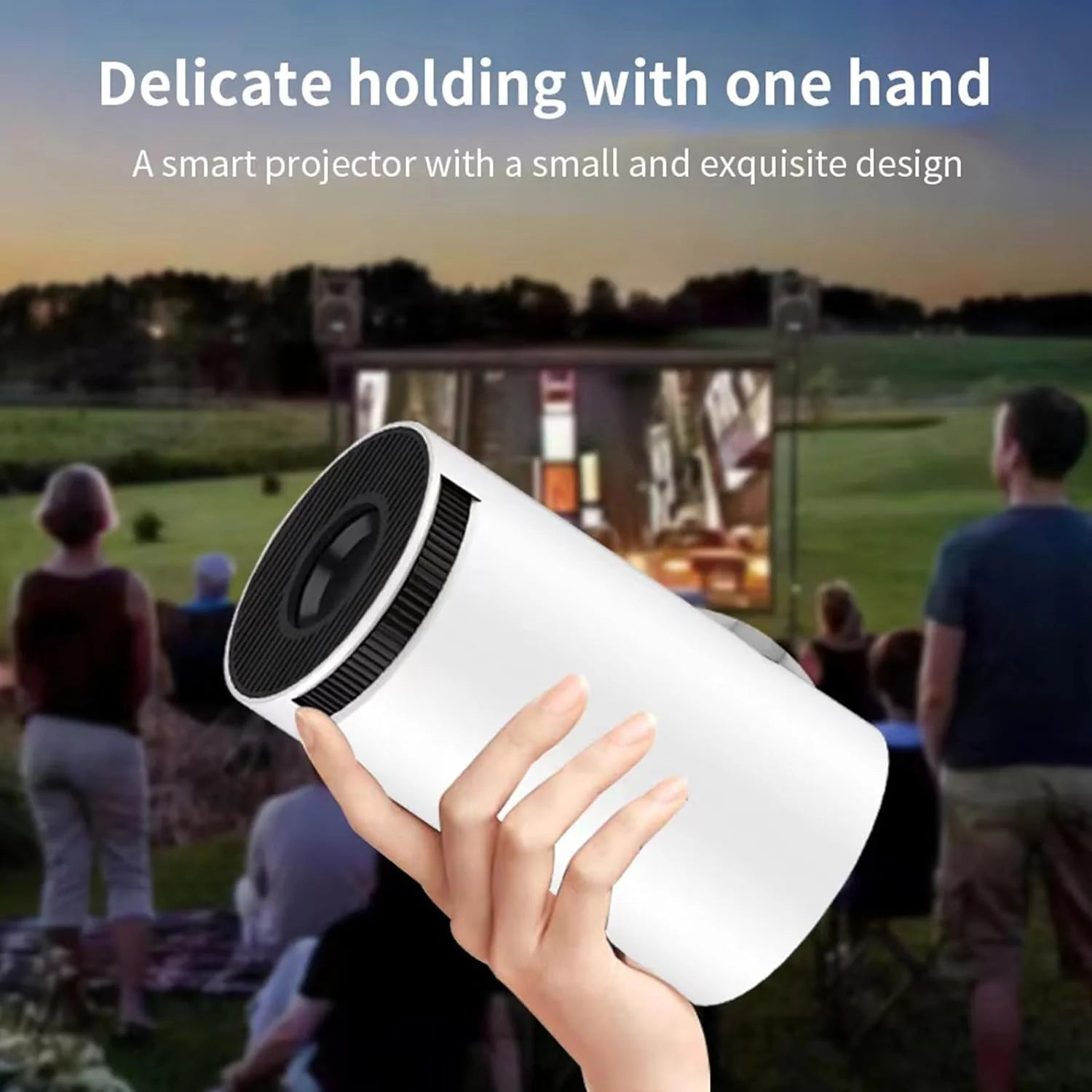 Compact 4K Outdoor Projector with WiFi and Bluetooth Connectivity