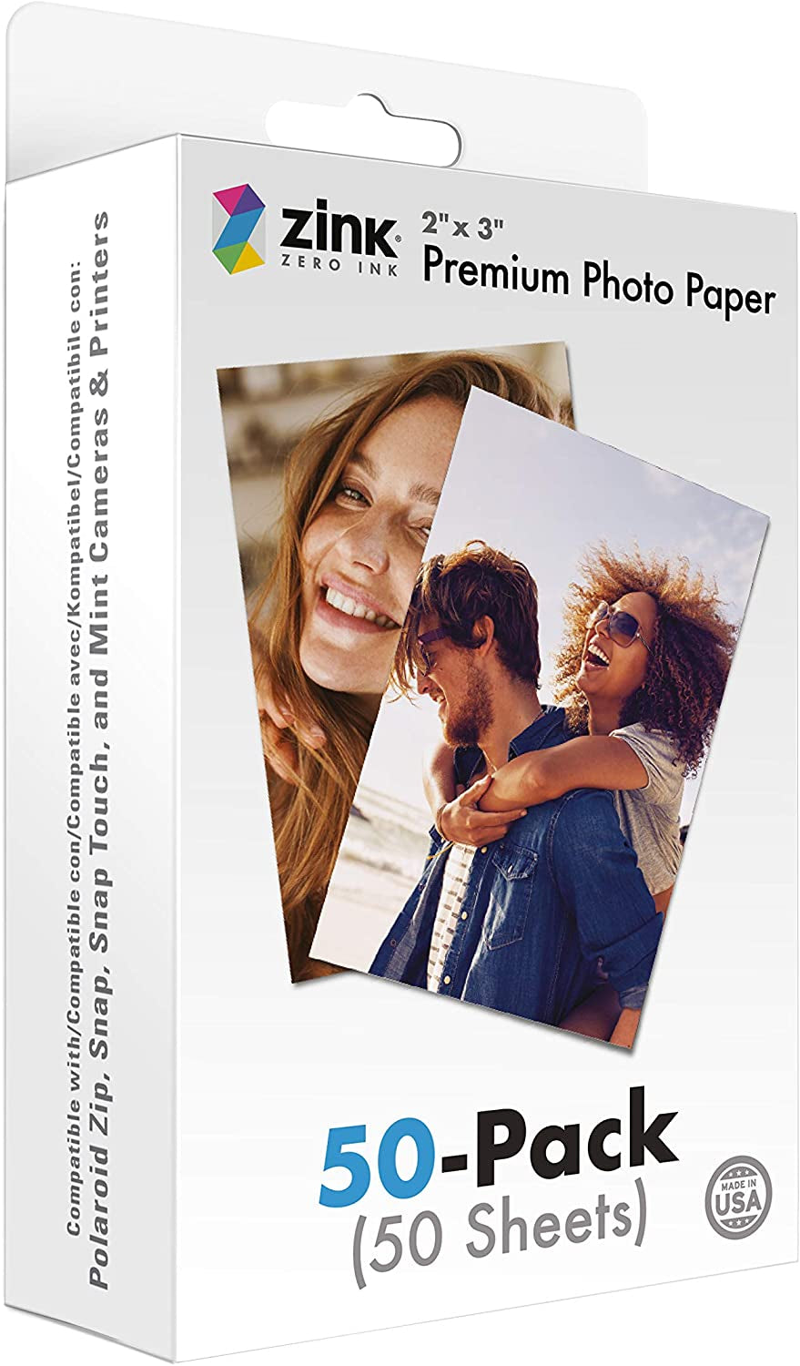 Premium Instant Photo Paper - 50 Sheets (2" x 3") for Polaroid Snap, Snap Touch, Zip & Mint Cameras and Printers