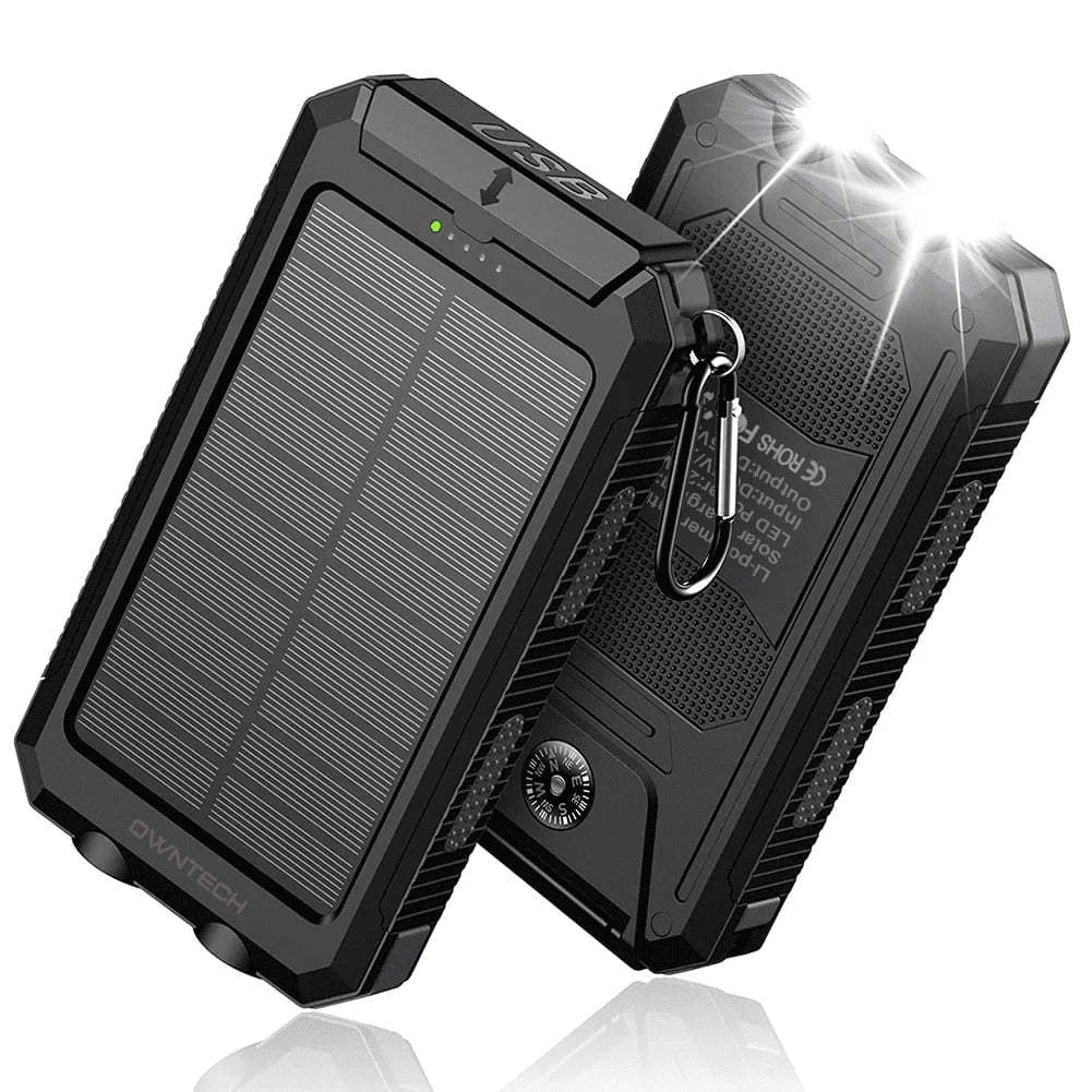 High-Capacity 20000mAh Solar Power Bank - Dual USB Ports & LED Flashlights for Phones & Android Devices