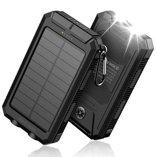 High-Capacity 20000mAh Solar Power Bank - Dual USB Ports & LED Flashlights for Phones & Android Devices