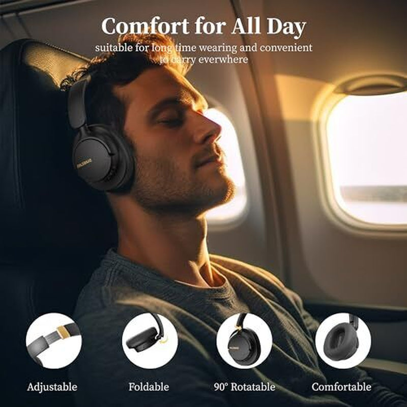 Premium Noise Cancelling Bluetooth Over-Ear Headphones - Sleek Black Design
