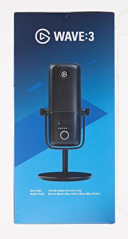 Wave:3 Premium USB Condenser Microphone for Studio-Quality Streaming, Podcasting, Gaming & Home Office - Includes Free Mixer Software & Sound Effects, Easy Plug 'N Play for Mac & PC