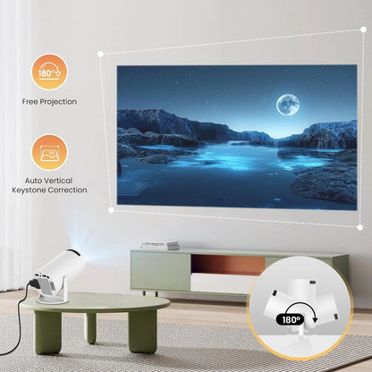 Compact 4K Outdoor Projector with WiFi and Bluetooth Connectivity