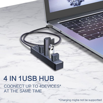 Upgrade Your Connectivity: H302S USB 3.0 Hub with 2Ft Cable - Fast Data Transfer, Multi-Port Expander for Laptops & More!