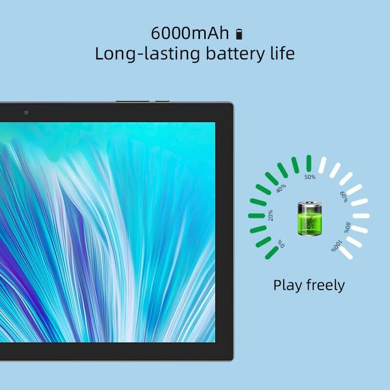 Powerful 10-Inch Android 12 Tablet - 64GB Storage & 4GB RAM - Sleek Blue Design