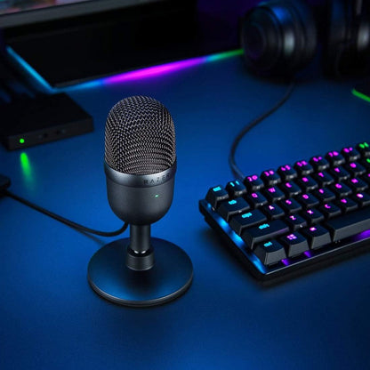 Seiren Mini USB Condenser Microphone for Professional Streaming and Gaming on PC - High-Quality Recording with Supercardioid Pickup Pattern - Adjustable Stand and Shock Resistance - Classic Black