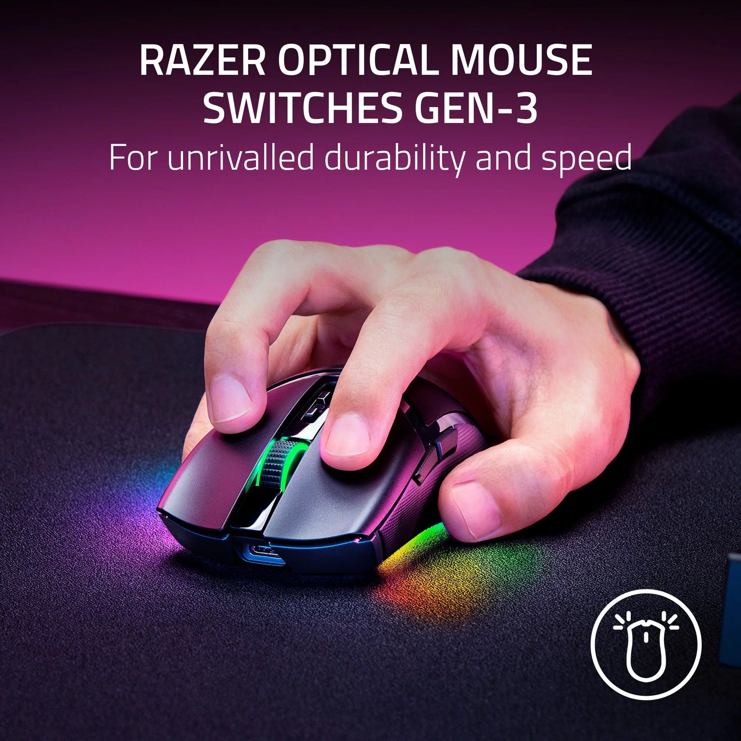 Cobra Pro Ultra-Lightweight Wireless Gaming Mouse - Customizable Chroma RGB, Only 77G, Sleek Black Design