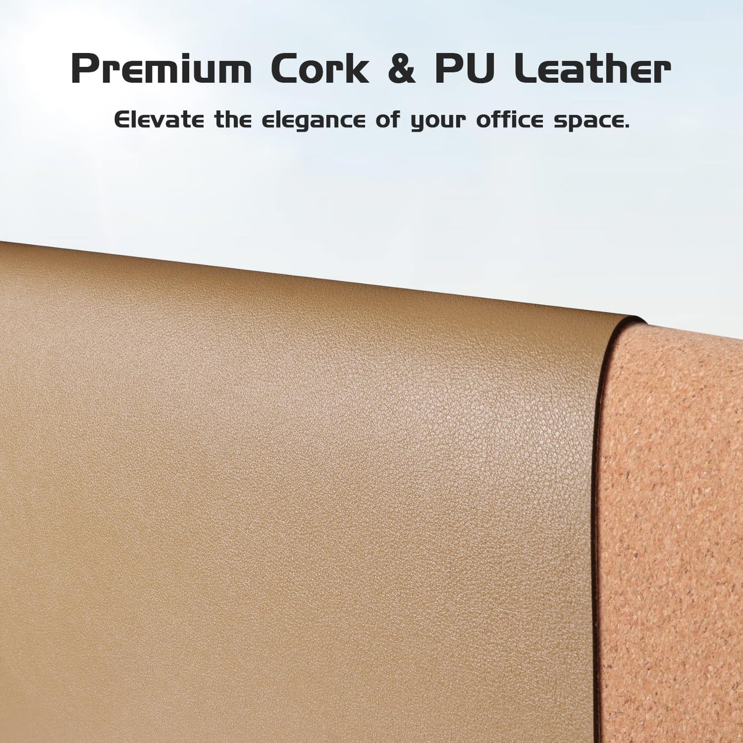 Premium Dual-Sided Leather and Cork Desk Pad - Large Waterproof Blotter & Writing Mat for Office & Home in Stylish Apricot (25.6" x 13.7")