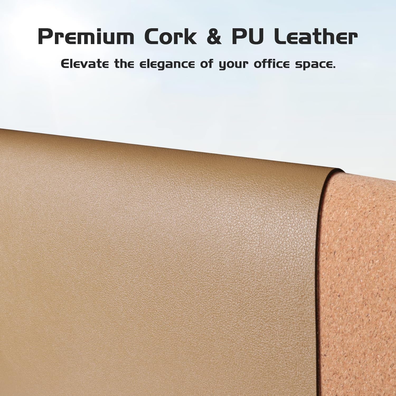 Premium Dual-Sided Leather and Cork Desk Pad - Large Waterproof Blotter & Writing Mat for Office & Home in Stylish Apricot (25.6" x 13.7")