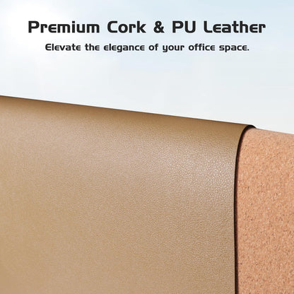 Premium Dual-Sided Leather and Cork Desk Pad - Large Waterproof Blotter & Writing Mat for Office & Home in Stylish Apricot (25.6" x 13.7")