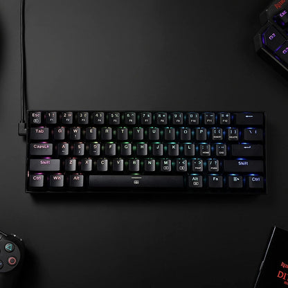 K630 Dragonborn 60% Compact Mechanical Gaming Keyboard with RGB Lighting, 61 Keys, Tactile Brown Switches, and Professional Driver Support - Black