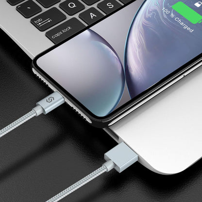 Apple MFI Certified 6Ft Nylon-Braided Lightning Charger Cable - Fast Sync & Charging for iPhone, iPad, iPod & More - Silver