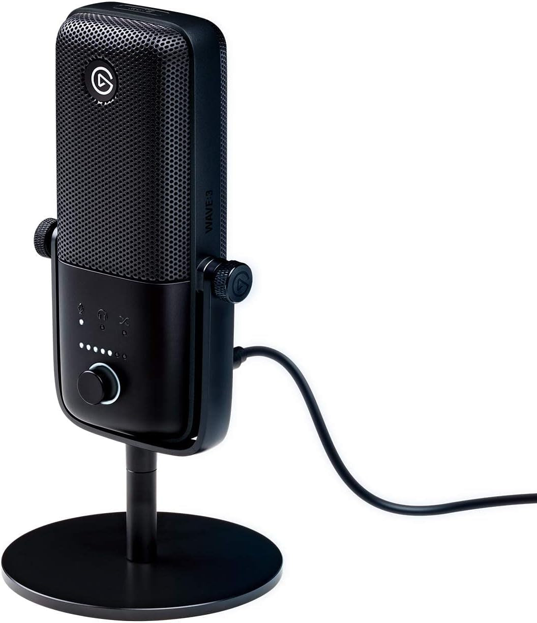 Wave:3 Premium USB Condenser Microphone for Studio-Quality Streaming, Podcasting, Gaming & Home Office - Includes Free Mixer Software & Sound Effects, Easy Plug 'N Play for Mac & PC