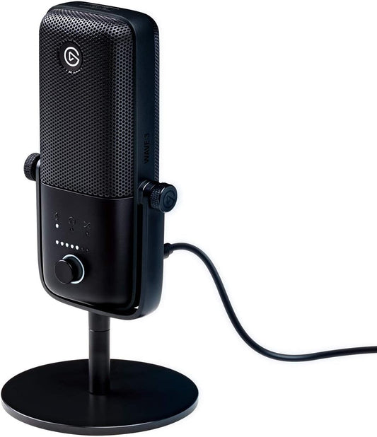 Wave:3 Premium USB Condenser Microphone for Studio-Quality Streaming, Podcasting, Gaming & Home Office - Includes Free Mixer Software & Sound Effects, Easy Plug 'N Play for Mac & PC