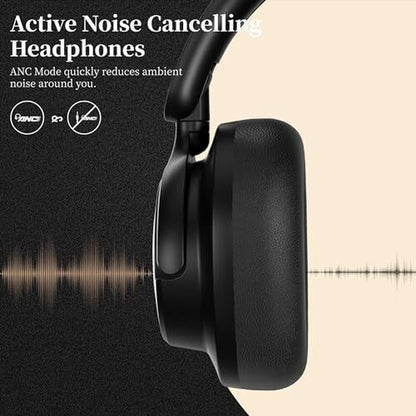 Premium Noise Cancelling Bluetooth Over-Ear Headphones - Sleek Black Design