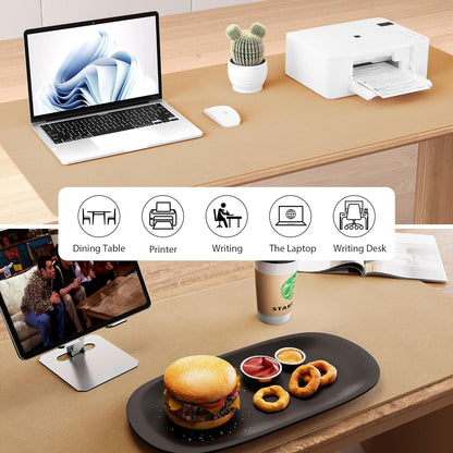Premium Dual-Sided Leather and Cork Desk Pad - Large Waterproof Blotter & Writing Mat for Office & Home in Stylish Apricot (25.6" x 13.7")