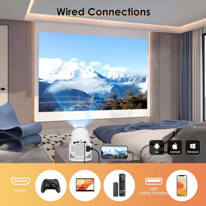 Compact 4K Outdoor Projector with WiFi and Bluetooth Connectivity