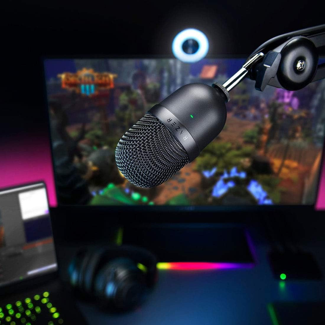 Seiren Mini USB Condenser Microphone for Professional Streaming and Gaming on PC - High-Quality Recording with Supercardioid Pickup Pattern - Adjustable Stand and Shock Resistance - Classic Black