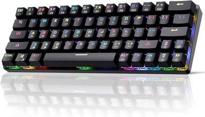 DK63 Wireless 60% RGB Mechanical Gaming Keyboard - Compact Design, Bluetooth Connectivity, Fully Programmable Red Switches