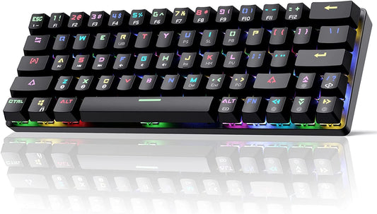 DK63 Wireless 60% RGB Mechanical Gaming Keyboard - Compact Design, Bluetooth Connectivity, Fully Programmable Red Switches