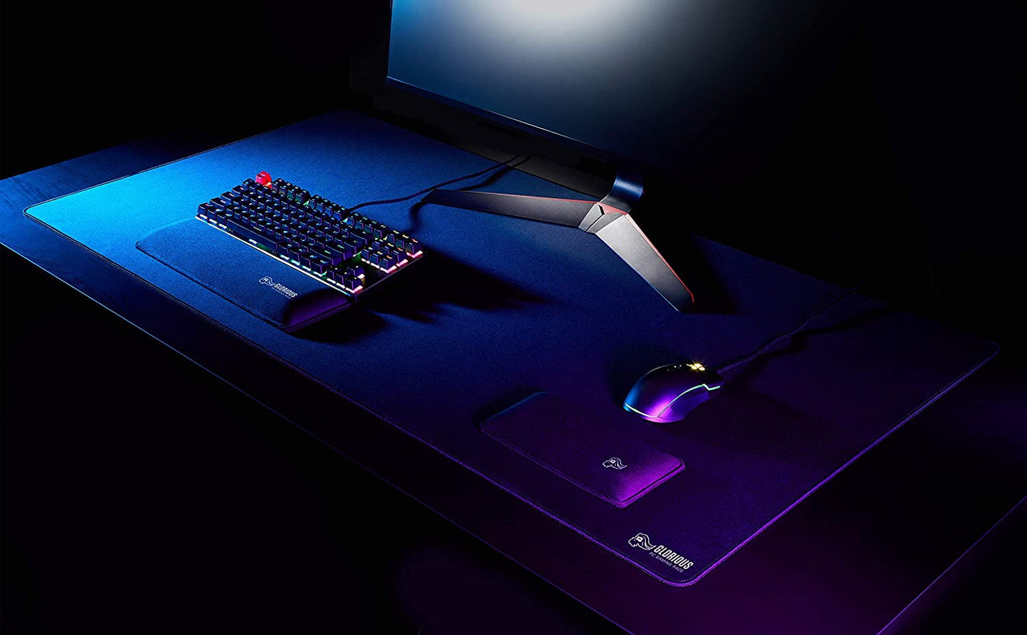 Ultimate 3XL Extended Gaming Mouse Mat - Large 24"x48" Black Cloth with Stitched Edges