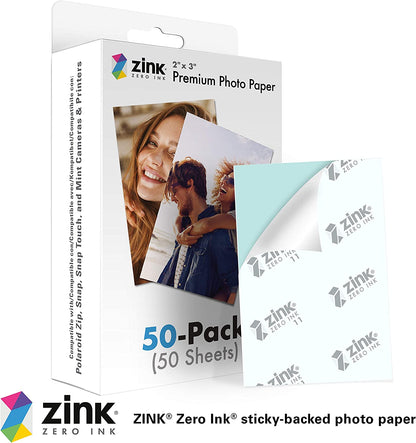 Premium Instant Photo Paper - 50 Sheets (2" x 3") for Polaroid Snap, Snap Touch, Zip & Mint Cameras and Printers