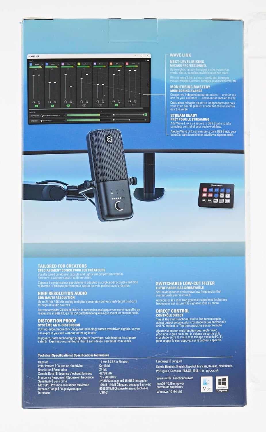 Wave:3 Premium USB Condenser Microphone for Studio-Quality Streaming, Podcasting, Gaming & Home Office - Includes Free Mixer Software & Sound Effects, Easy Plug 'N Play for Mac & PC