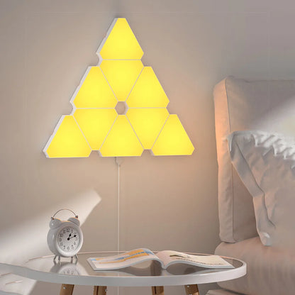 Transform Your Space with the LED Triangular Quantum RGB Wall Lamp – Smart Rhythmic Background Light for Bedroom, Nightstand & Office Decor