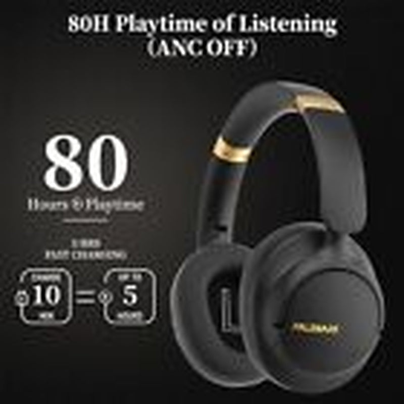 Premium Noise Cancelling Bluetooth Over-Ear Headphones - Sleek Black Design