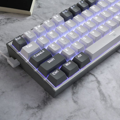 K617 Fizz 60% Wired RGB Mechanical Gaming Keyboard - 61 Keys Hot-Swap Compact Design with White and Grey Keycaps, Linear Red Switches, and Professional Driver/Software Support