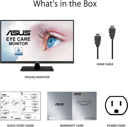 31.5-Inch WQHD Monitor - Stunning 2560 x 1440 IPS Display, HDR10, 100% sRGB, Adaptive Sync, Eye Care Features, Slim Frameless Design, Integrated Speakers, Adjustable Tilt, HDMI & DisplayPort Inputs