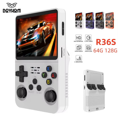 Open Source R36S Retro Handheld Gaming Console with Linux System, 3.5-Inch IPS Screen, Portable Video Player, 64GB/128GB Game Storage