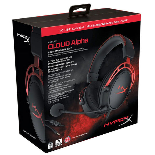 HyperX Cloud Alpha Red Wired Over-Ear Gaming Headset - Immerse Yourself in Superior Sound!