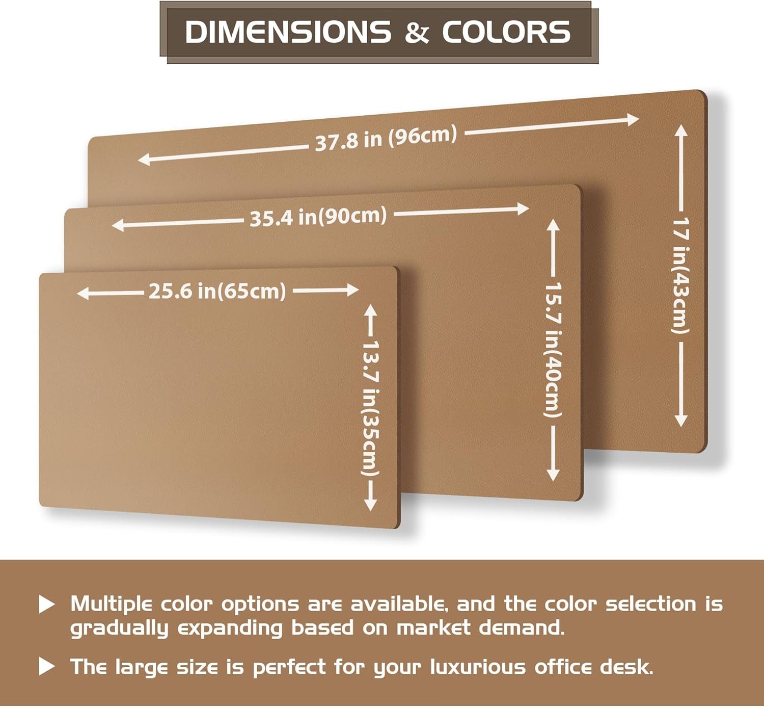 Premium Dual-Sided Leather and Cork Desk Pad - Large Waterproof Blotter & Writing Mat for Office & Home in Stylish Apricot (25.6" x 13.7")